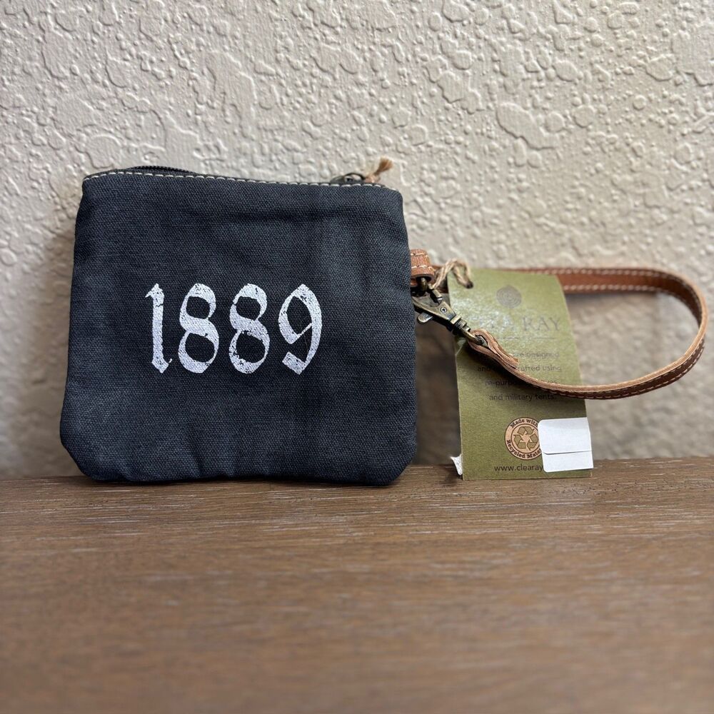 Clea Ray NWT Upcycled Military Canvas 1889 Bike Coin Purse Wristlet Sustainable